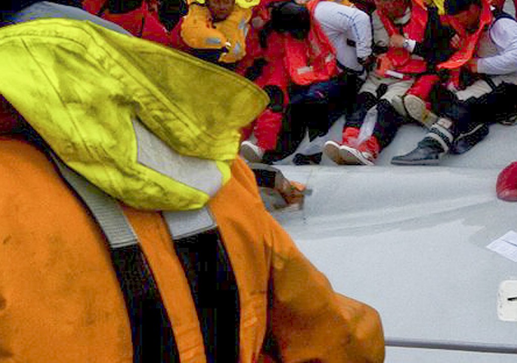 Rambler upside down (detail). Keel stub clearly visible. © RNLI